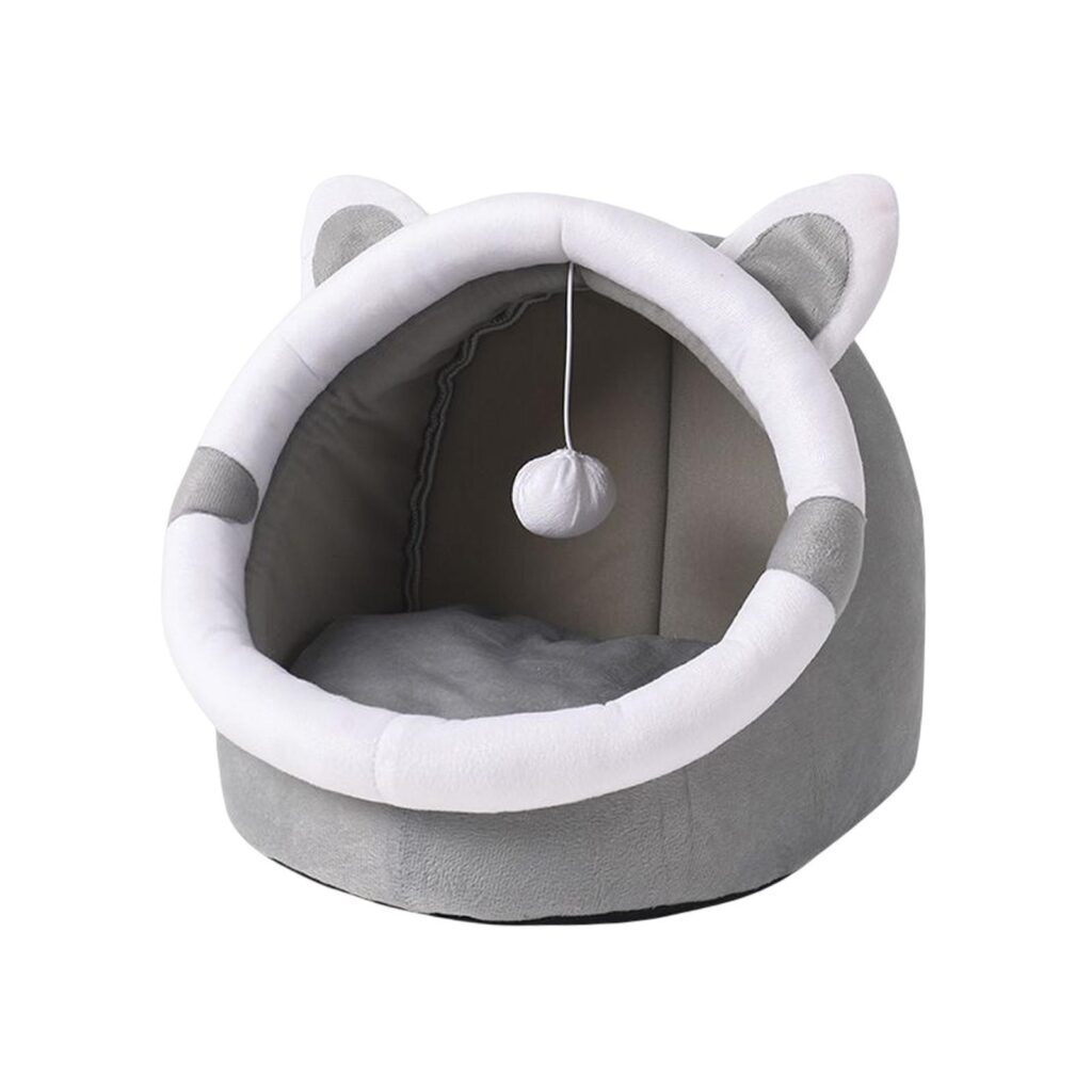 White and grey cat bed 